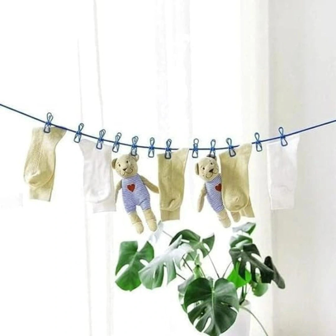 Multi Functional Portable Drying Rope with 12 Clips
