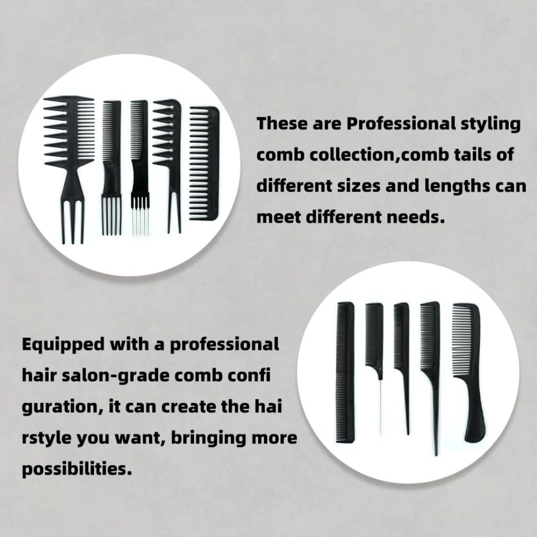 Professional 10-Piece Hair Styling Comb Set