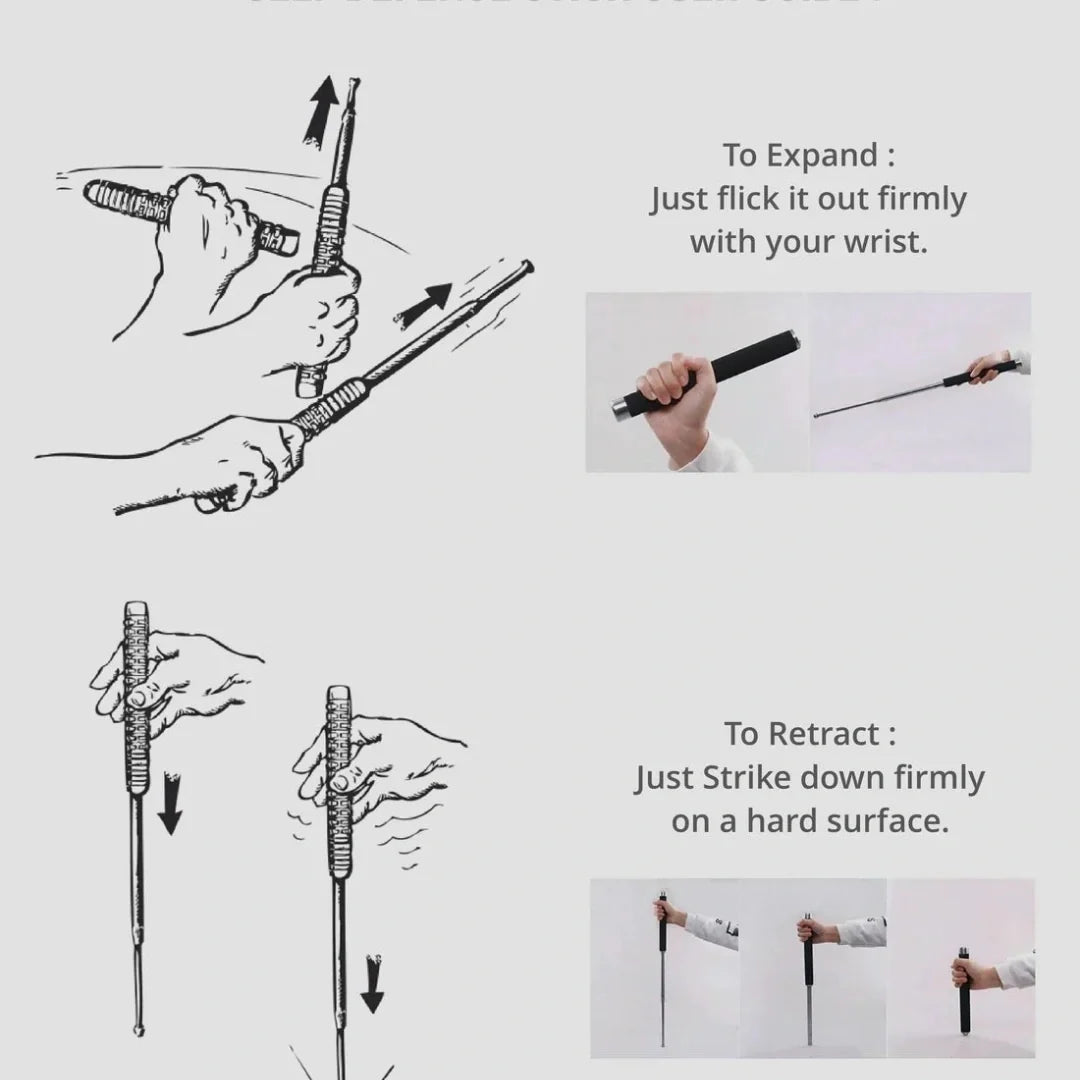 Compact self defence stick fits in bag