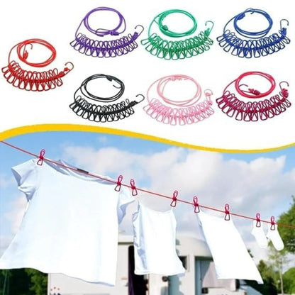 Multi Functional Portable Drying Rope with 12 Clips