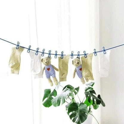 Multi Functional Portable Drying Rope with 12 Clips