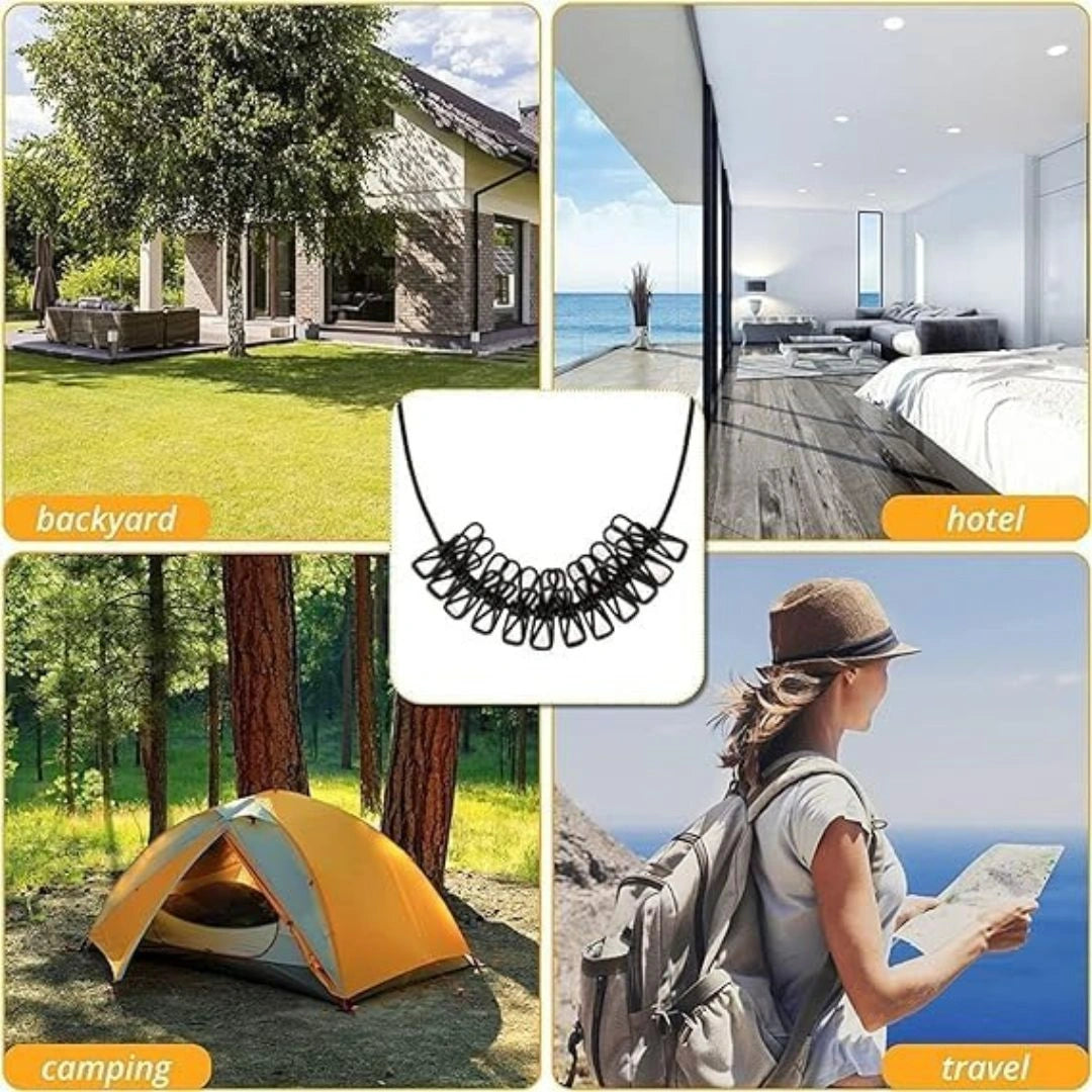 Multi Functional Portable Drying Rope with 12 Clips