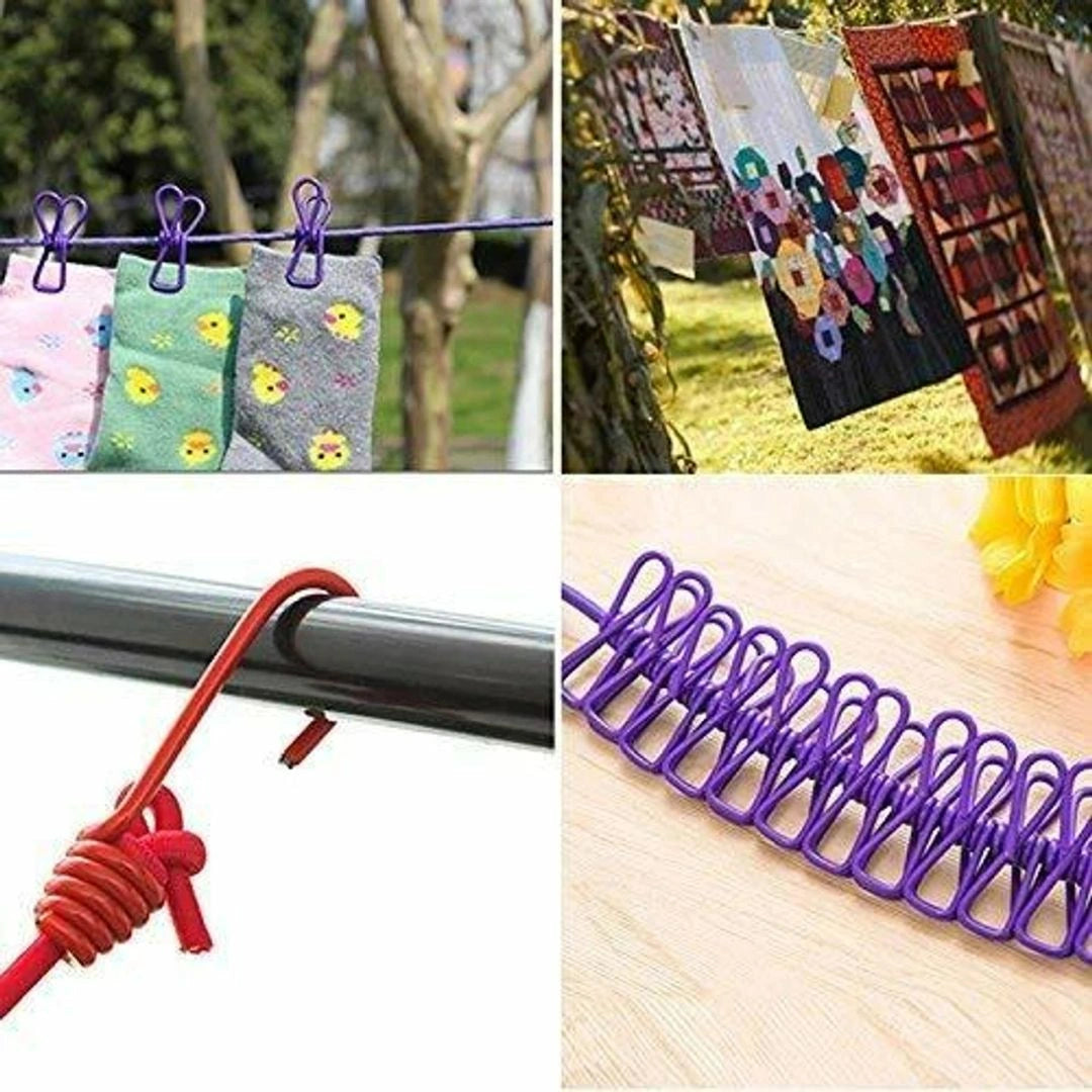 Multi Functional Portable Drying Rope with 12 Clips