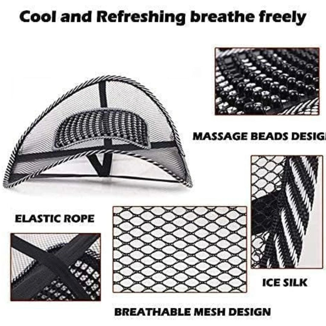 Car Back Rest with Lumbar Support Mesh Cushion Pad