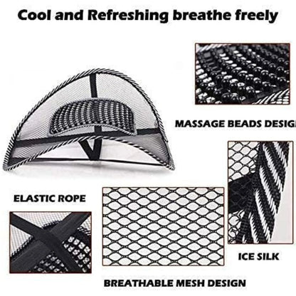 Car Back Rest with Lumbar Support Mesh Cushion Pad
