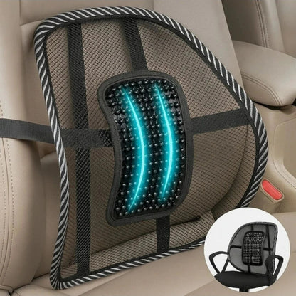 Car Back Rest with Lumbar Support Mesh Cushion Pad