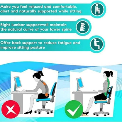 Car Back Rest with Lumbar Support Mesh Cushion Pad