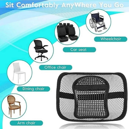 Car Back Rest with Lumbar Support Mesh Cushion Pad