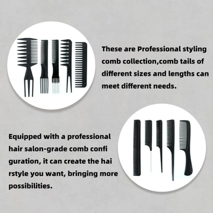 Professional 10-Piece Hair Styling Comb Set