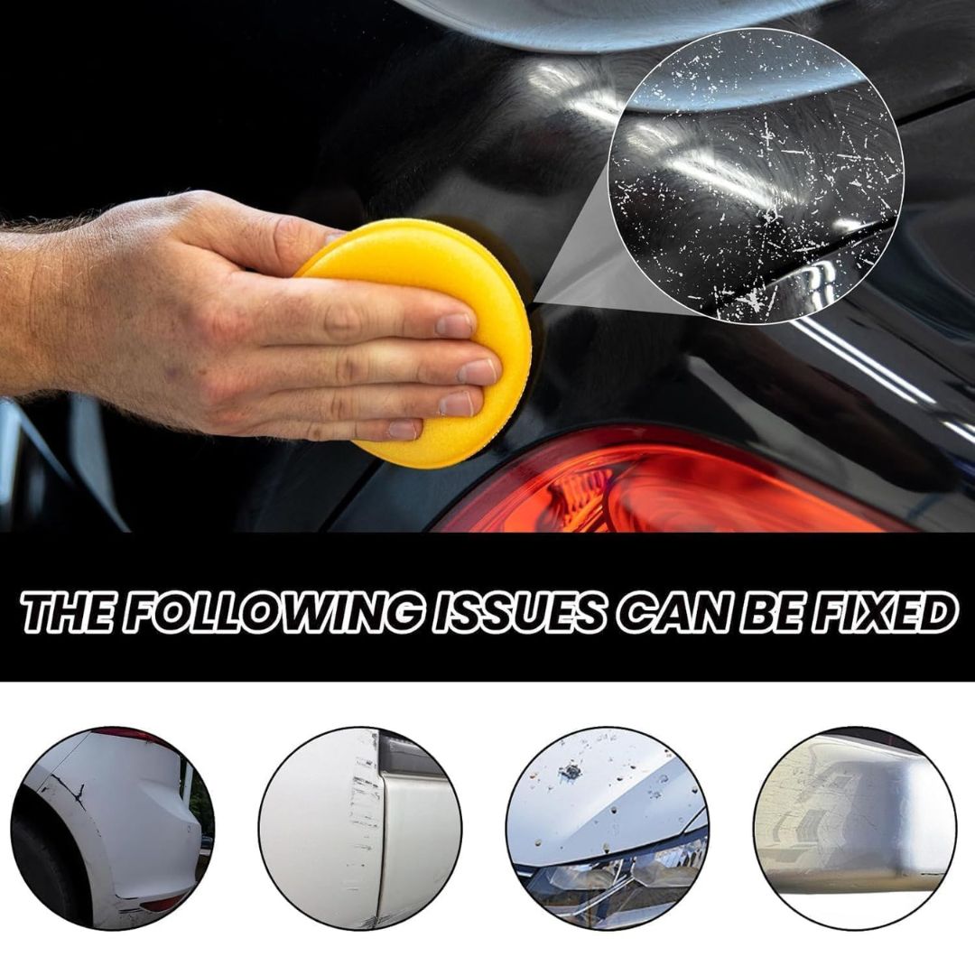 Buffing the wax into the car panel