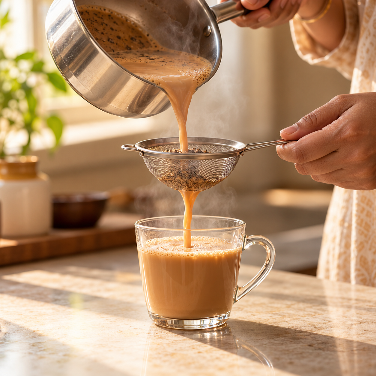 Bagan Se Acidity Relief Chai pouring
