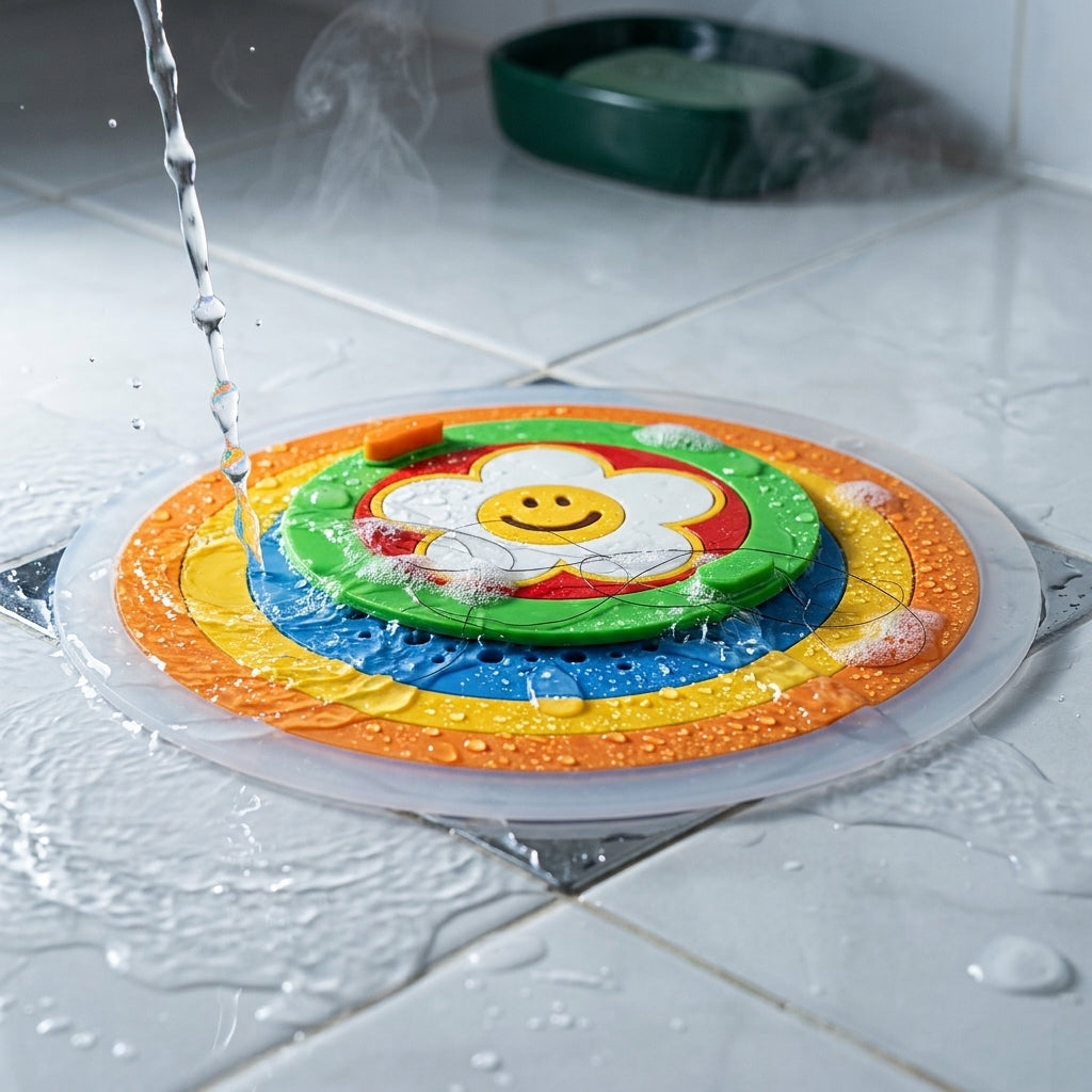 Silicone drain cover trapping hair while water drains through