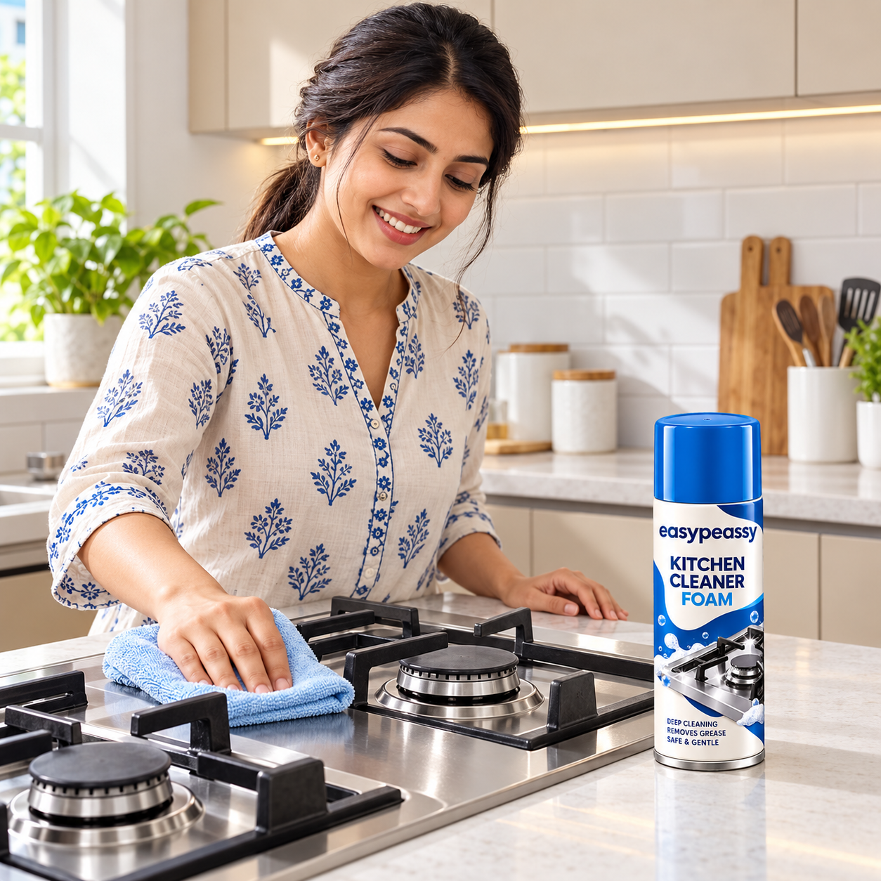 Morning kitchen clean-up with easypeassy foam