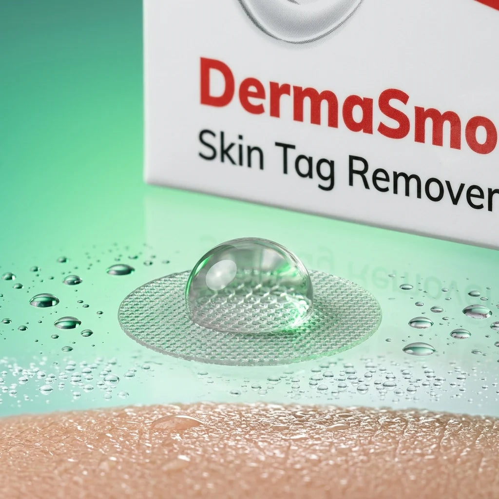 Precision applicator tip of the skin tag remover with a single droplet