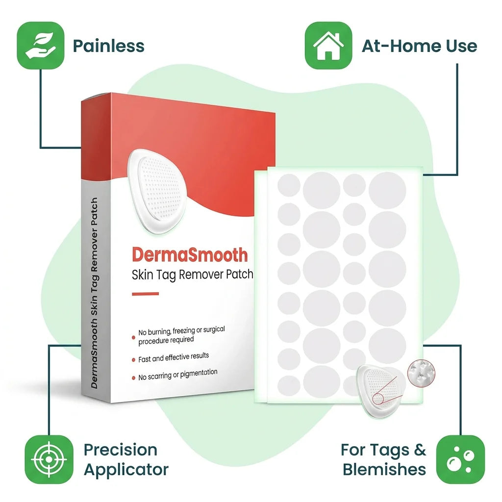 Infographic showing four key benefits of the skin tag remover