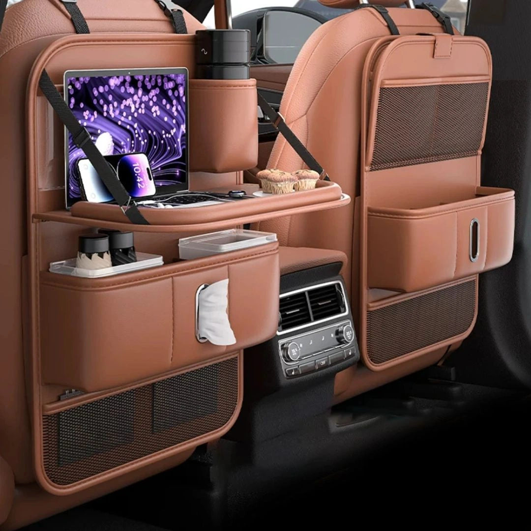 Foldable Leather Car Back Seat Organizer