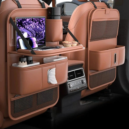 Foldable Leather Car Back Seat Organizer