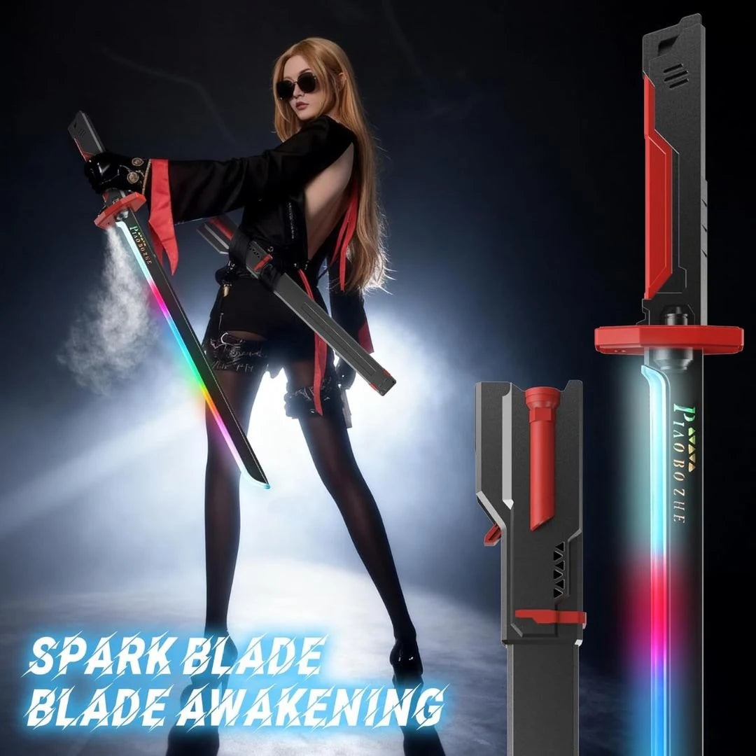 Cyberpunk Neon LED Spark Sword with Sound and Fog
