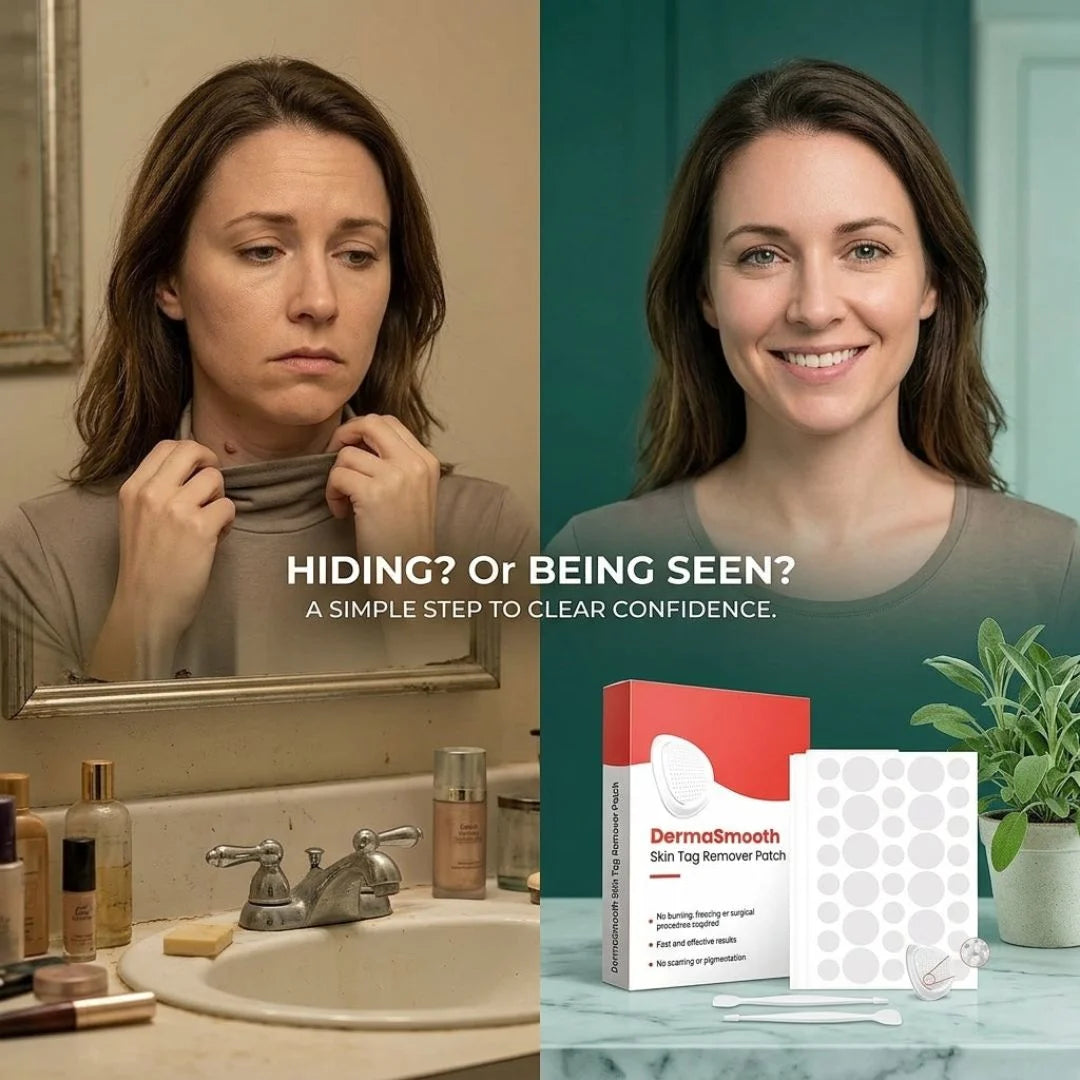 DermaSmooth patch being applied to skin tag area