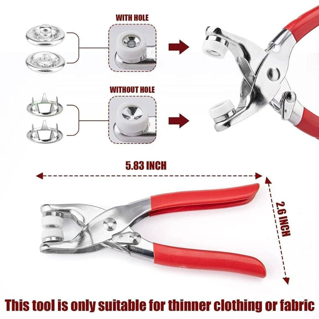 Heavy Duty Snap Button Fastener Plier Tool Kit