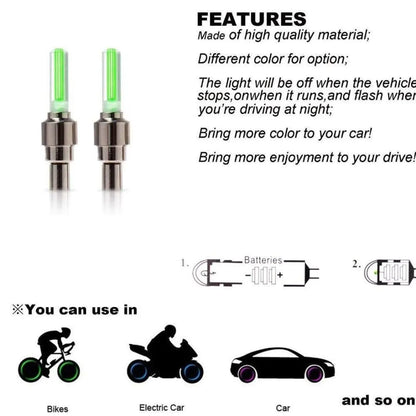 LED Flashlight Lamp Tire Wheel Valve Sealing Caps (Buy 1 Get 1 Free)