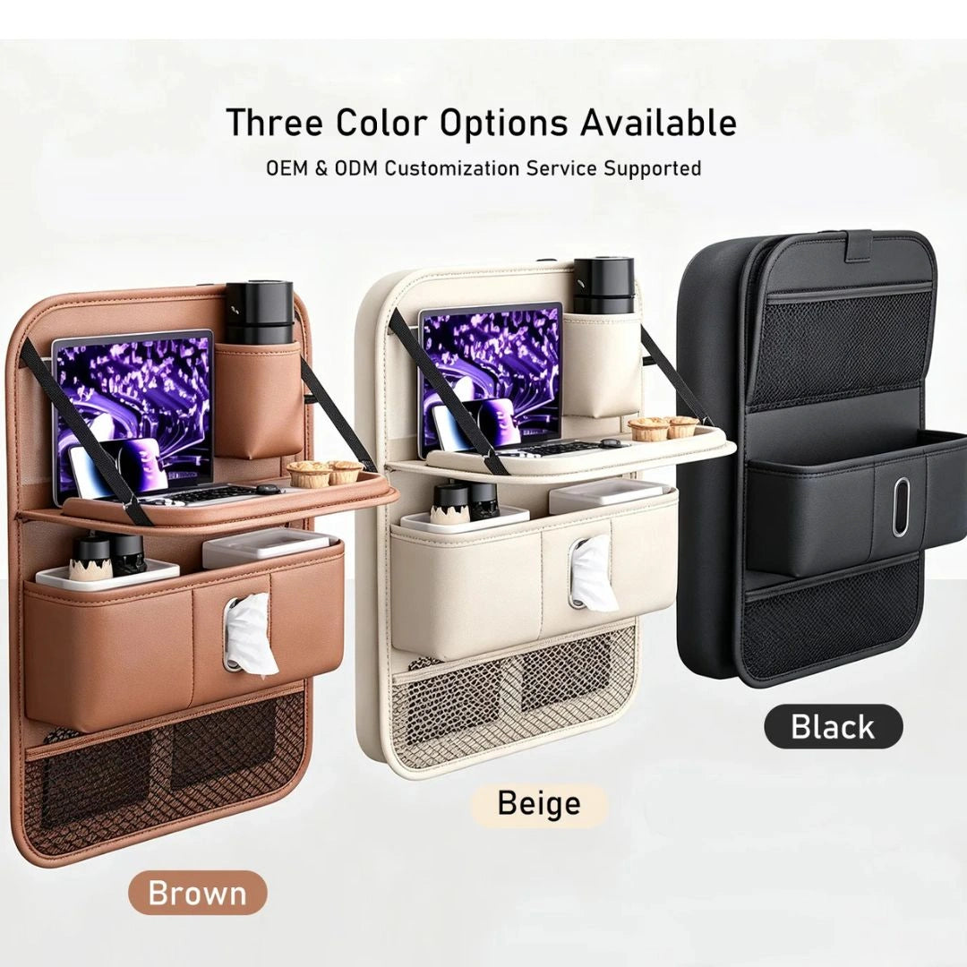 Foldable Leather Car Back Seat Organizer