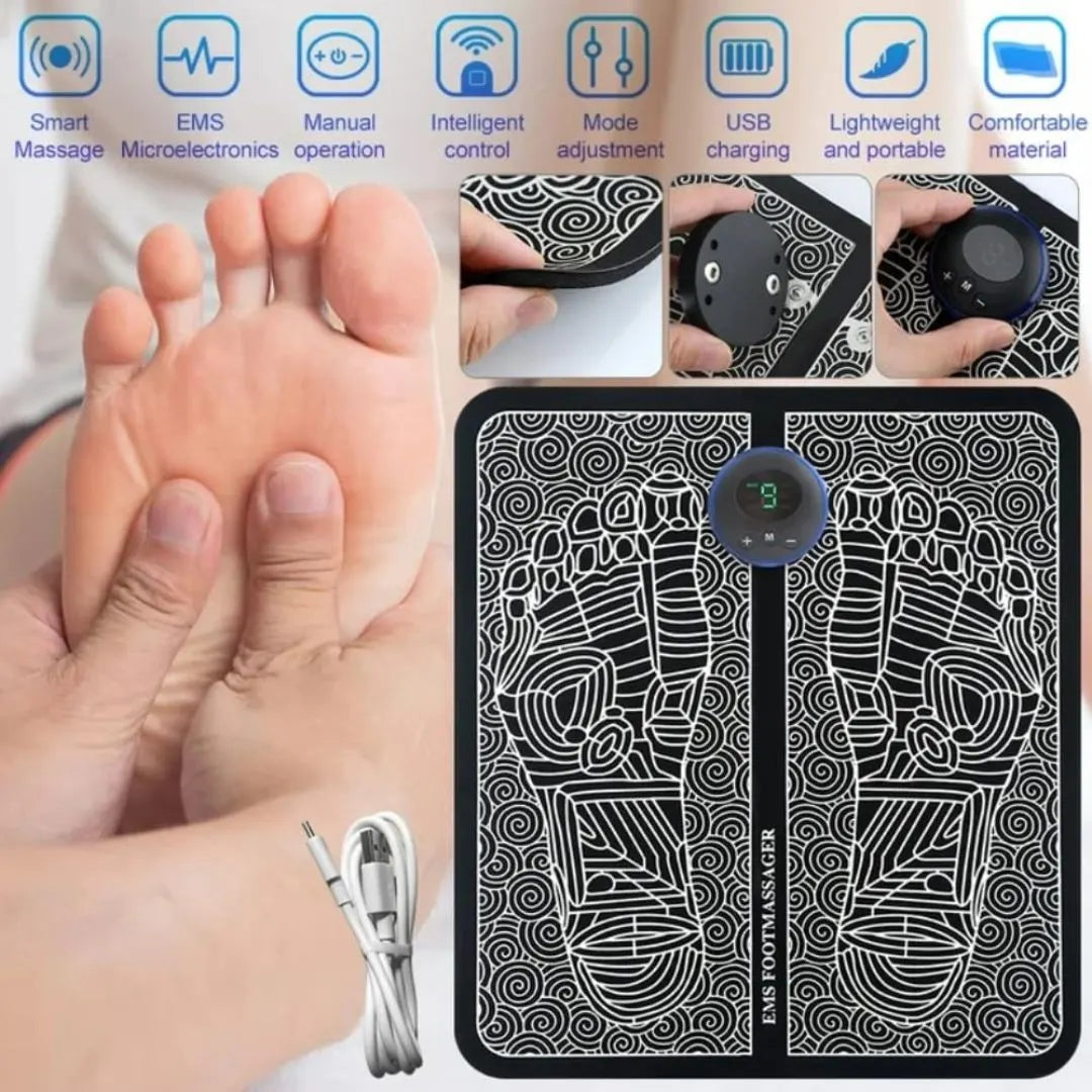 EMS foot massager mat in use