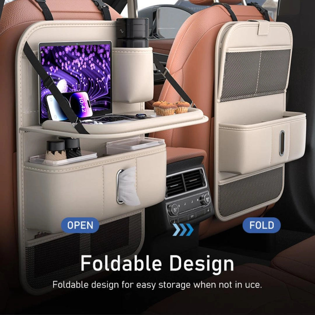 Foldable Leather Car Back Seat Organizer