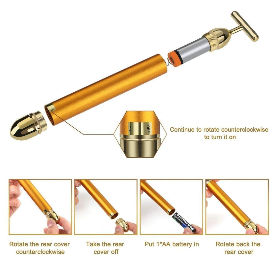24K Gold Energy Beauty Bar Electric Facial Massager