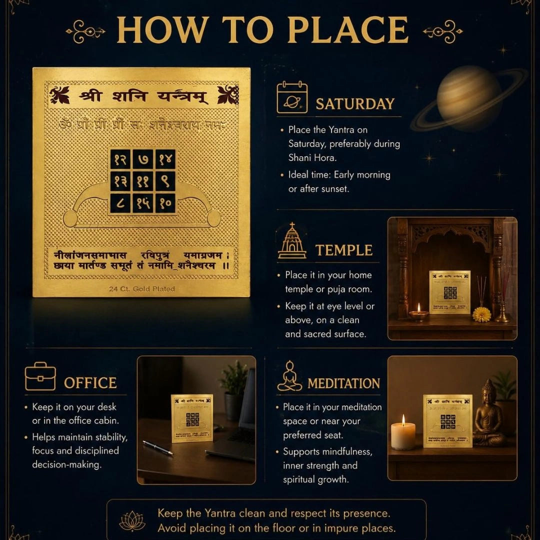 Shree Shani Yantra With Mantra In Gold Plated