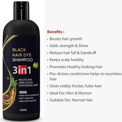 Hair Dye Instant Black Hair Shampoo for Women & Men