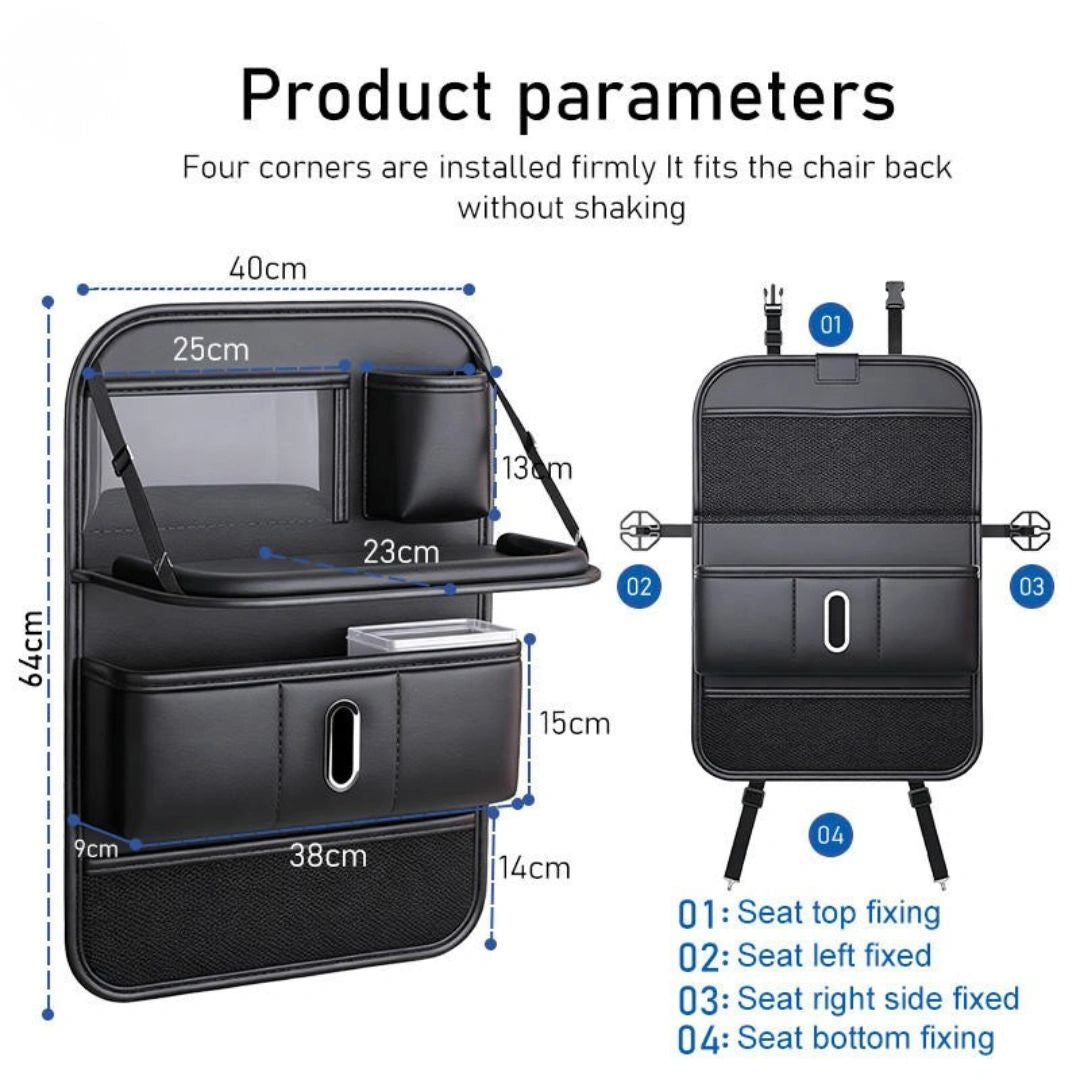 Foldable Leather Car Back Seat Organizer