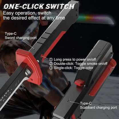 Cyberpunk Neon LED Spark Sword with Sound and Fog