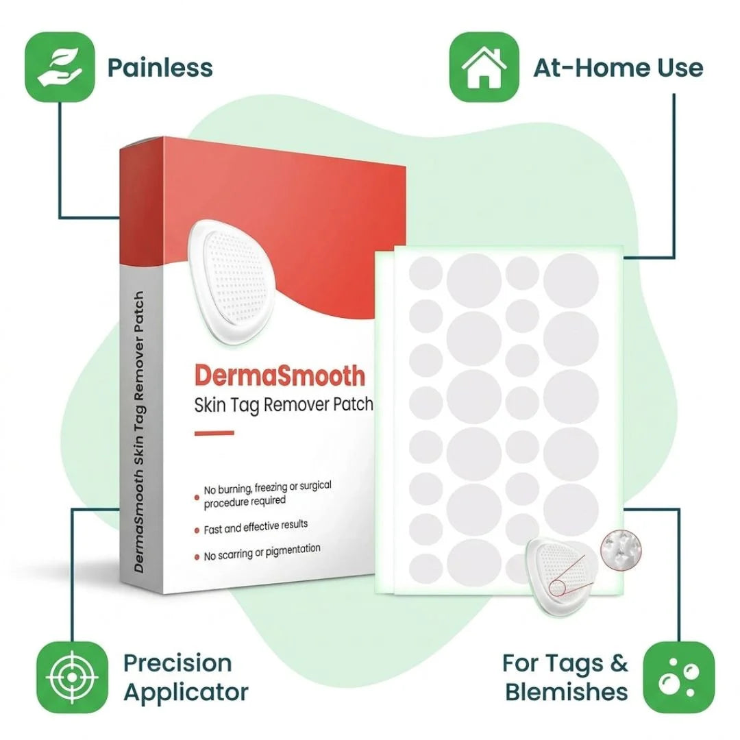 DermaSmooth skin tag remover patch packaging and information