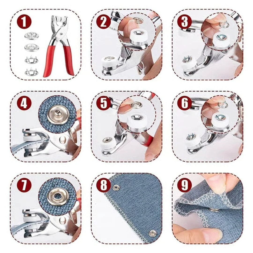 Heavy Duty Snap Button Fastener Plier Tool Kit