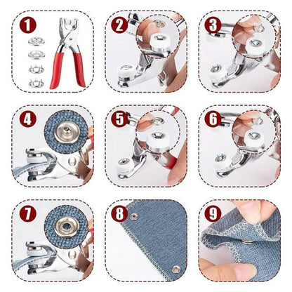 Heavy Duty Snap Button Fastener Plier Tool Kit
