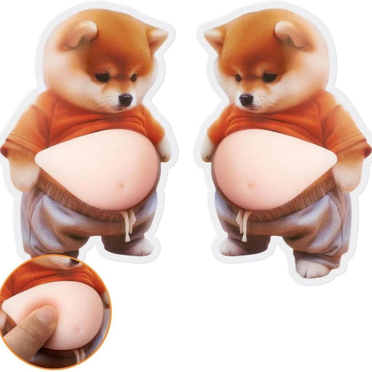 Adorable Cartoon Dog with Soft Raised Belly (Pack Of 2)