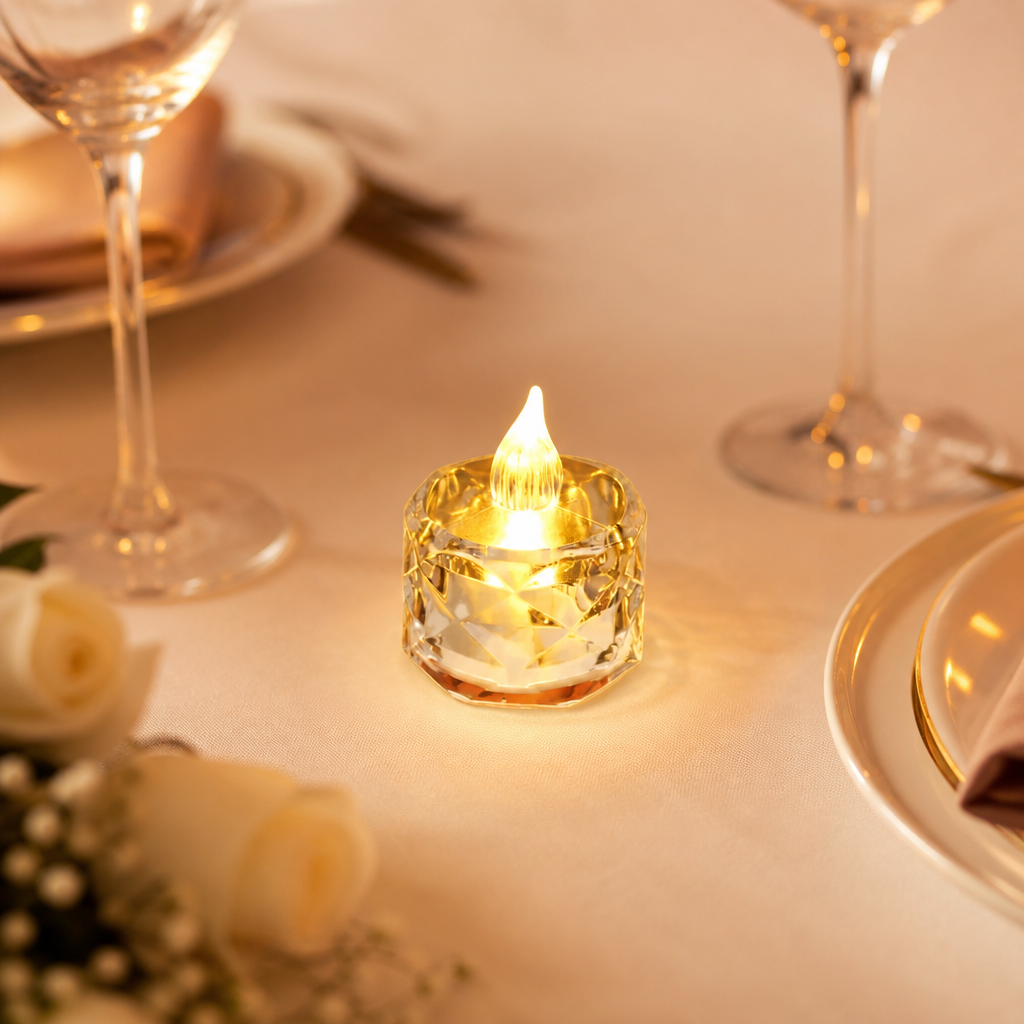 Crystal LED Tea Lights (Pack of 6)