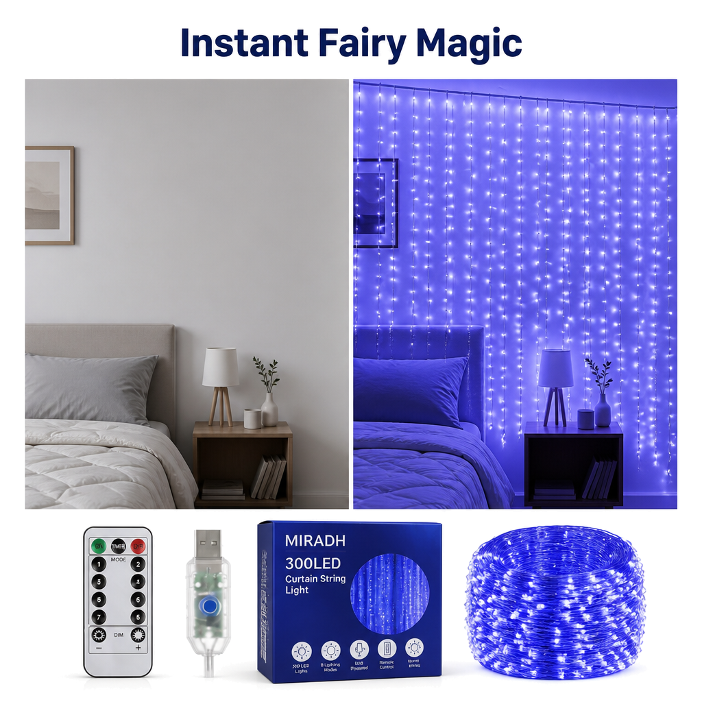 Blue LED Fairy Curtain Light