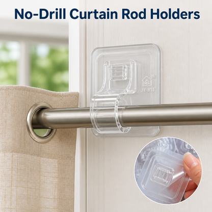 No-Drill Curtain Rod Holders(Set Of 4 Pcs)