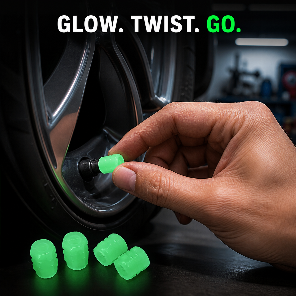 Luminous Tire Valve Caps(Pack Of 4Pcs)