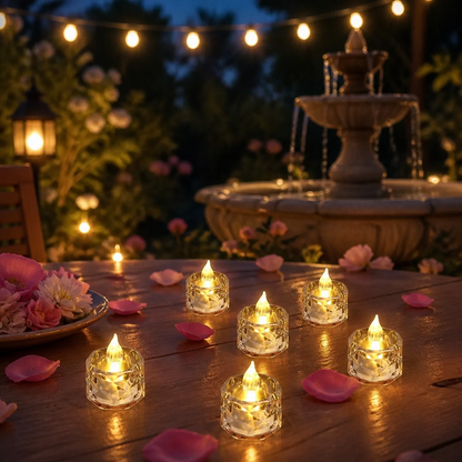 Crystal LED Tea Lights (Pack of 6)