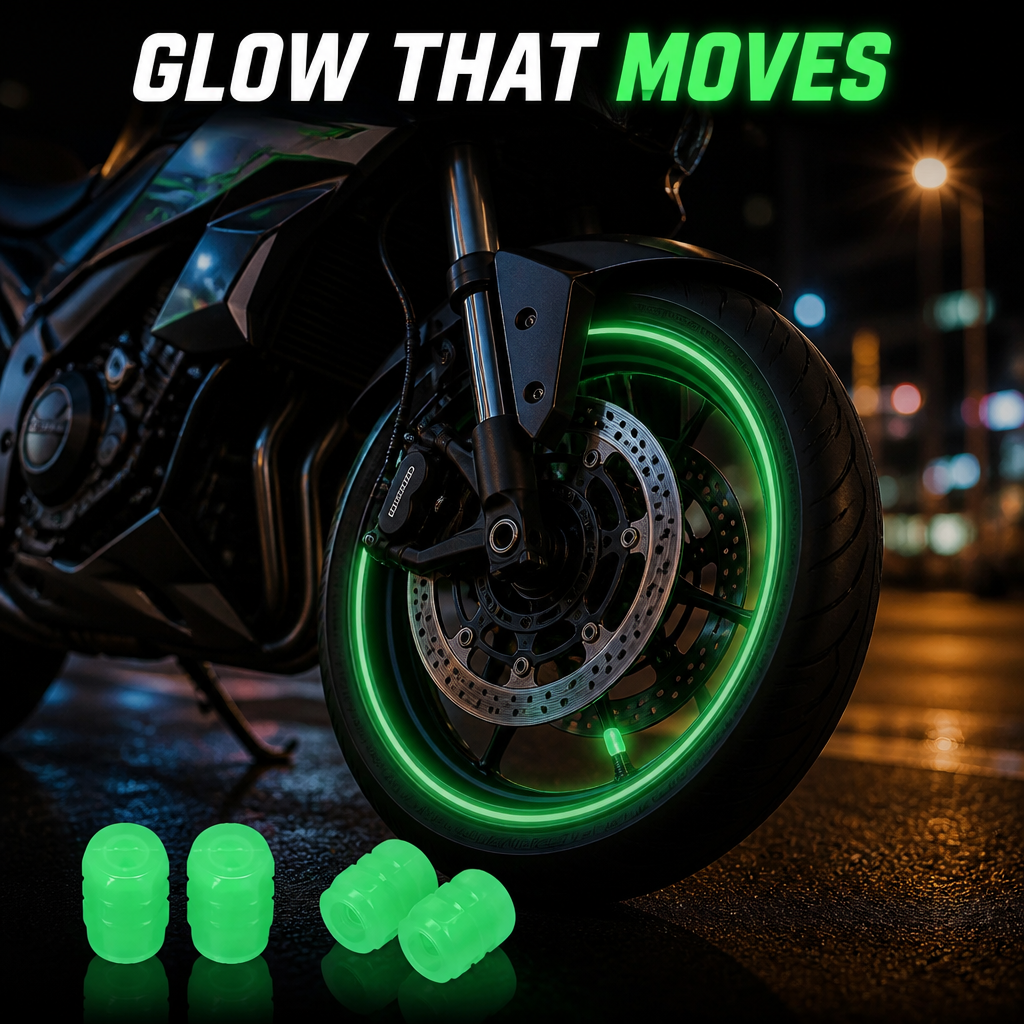 Luminous Tire Valve Caps(Pack Of 4Pcs)