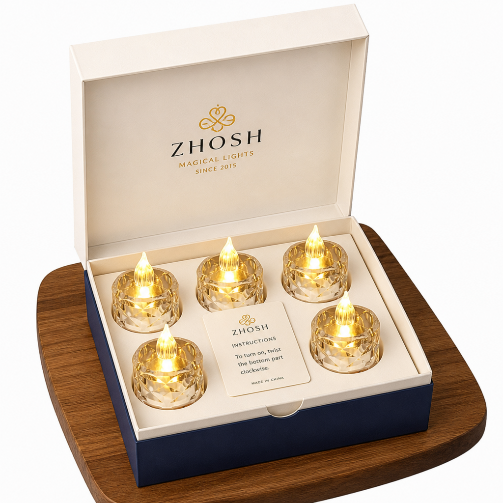 Crystal LED Tea Lights (Pack of 6)