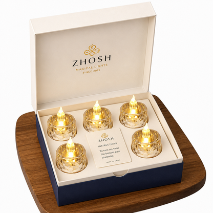 Crystal LED Tea Lights (Pack of 6)
