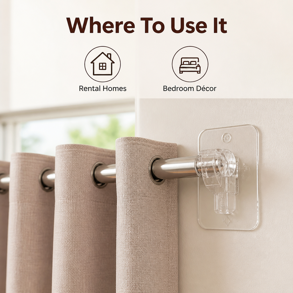 No-Drill Curtain Rod Holders(Set Of 4 Pcs)