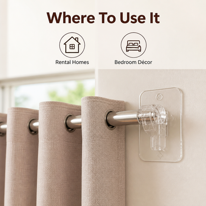 No-Drill Curtain Rod Holders(Set Of 4 Pcs)