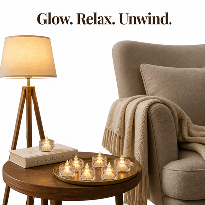 Crystal LED Tea Lights (Pack of 6)
