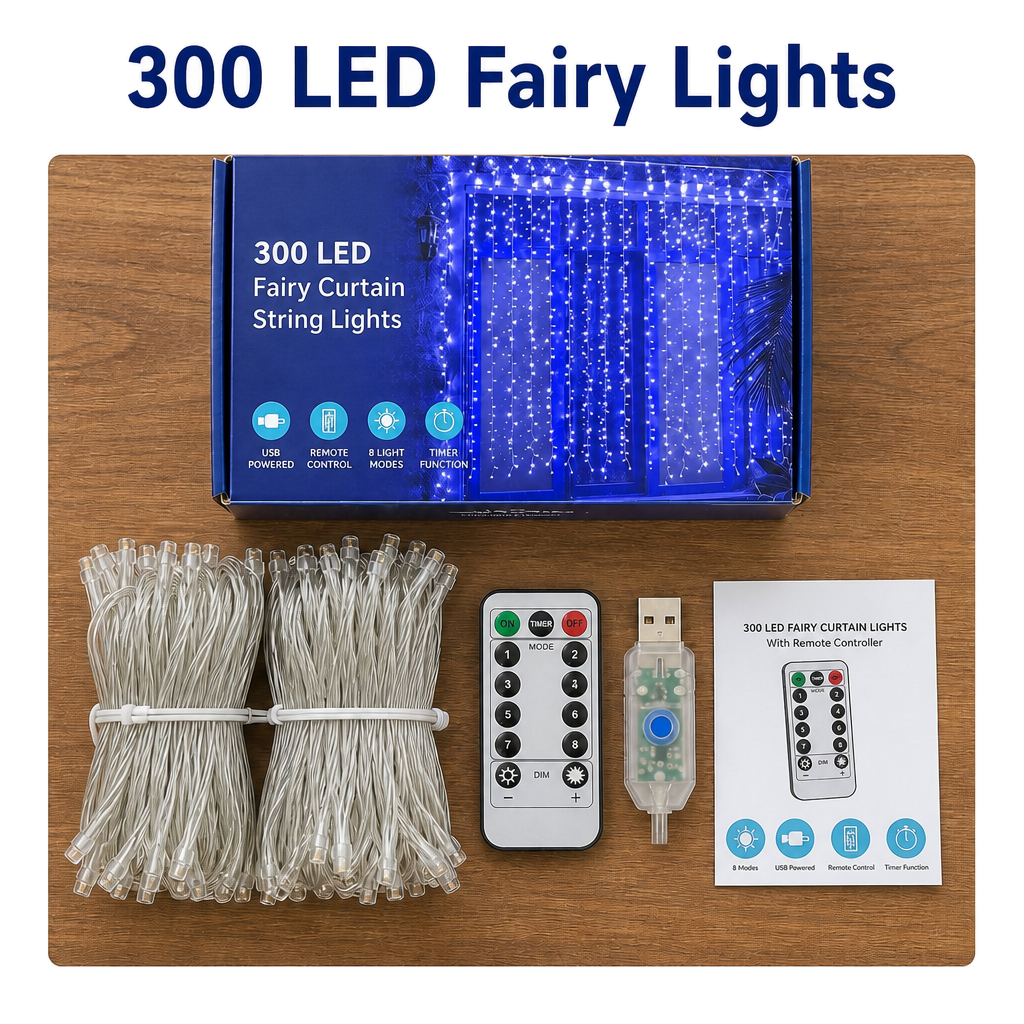 Blue LED Fairy Curtain Light