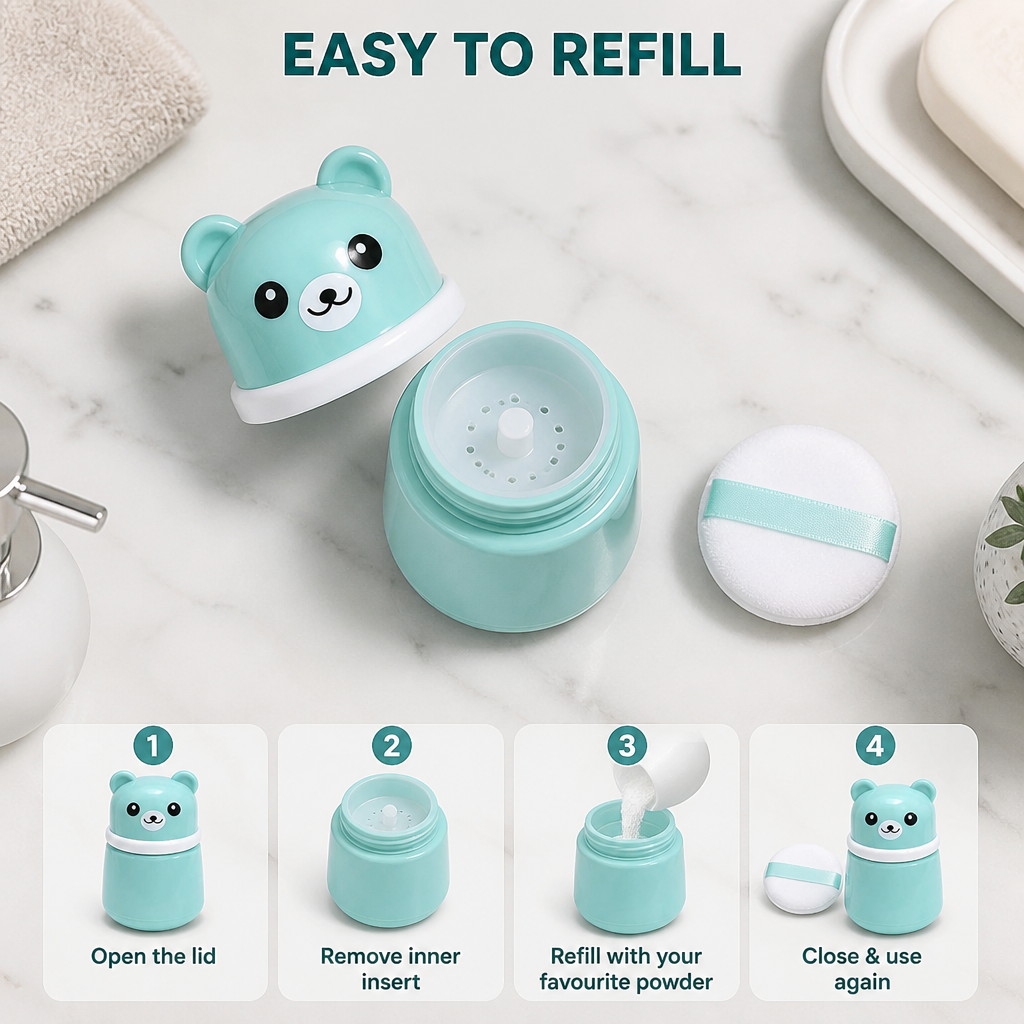 Baby Powder Puff Box – Bear Design